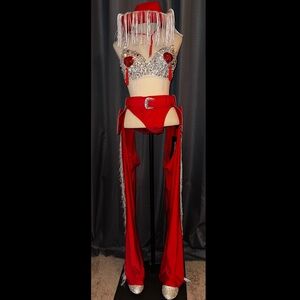Trickz N Treatz Dolls Kill ‘GIDDY UP RHINESTONE’ RED COWGIRL COSTUME Set NWT XL